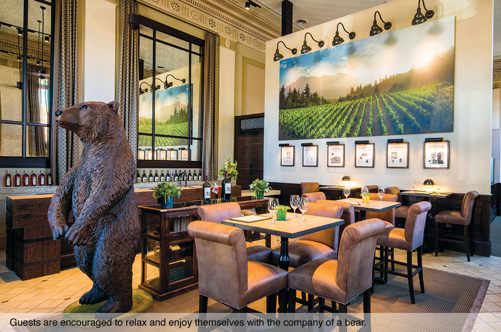 Guests are encouraged to relax and enjoy themselves with the company of a bear.