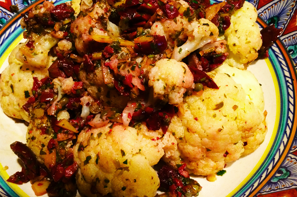 Cauliflower With Lemon, Capers and Black Olives