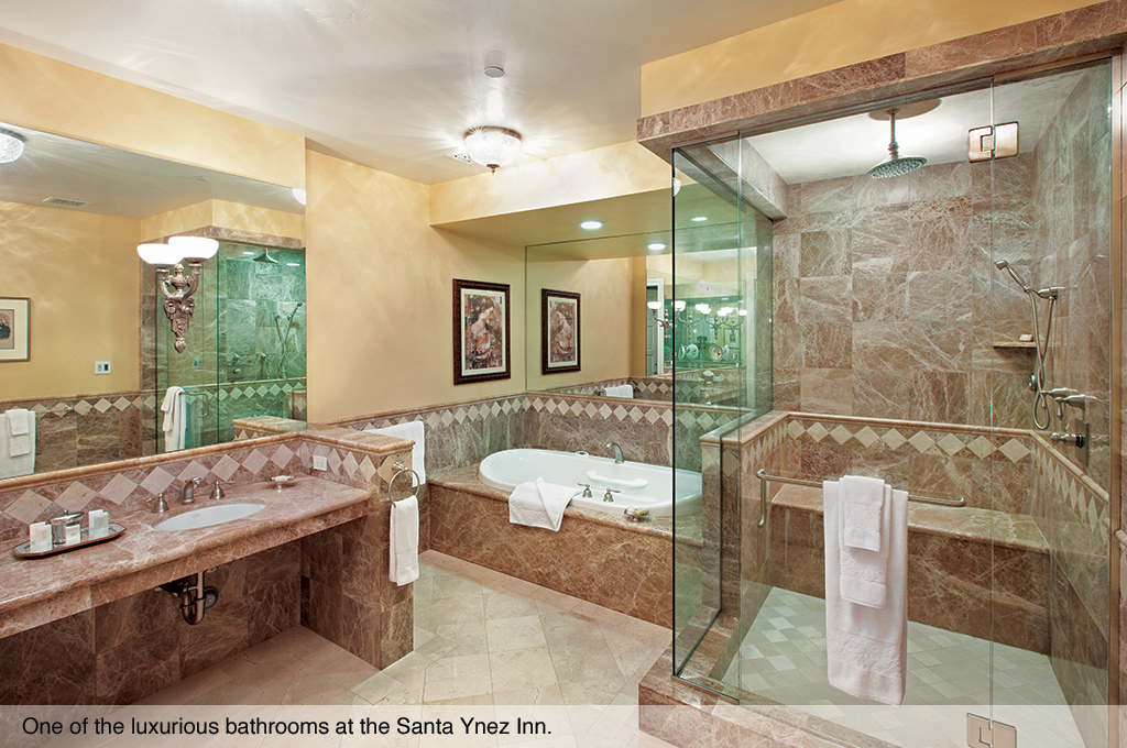 One of the luxurious bathrooms at the Santa Ynez Inn