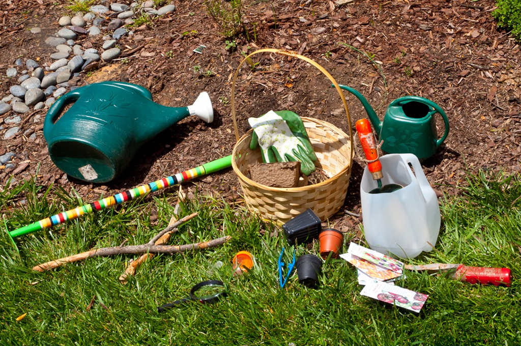 A set of gardening tools for kids.