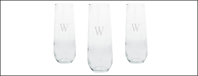 Personalized Stemless Champagne Flutes